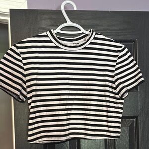 Black and White Striped Crop Top